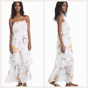 WHBM Floral Strapless Tiered Maxi Dress Medium NWT